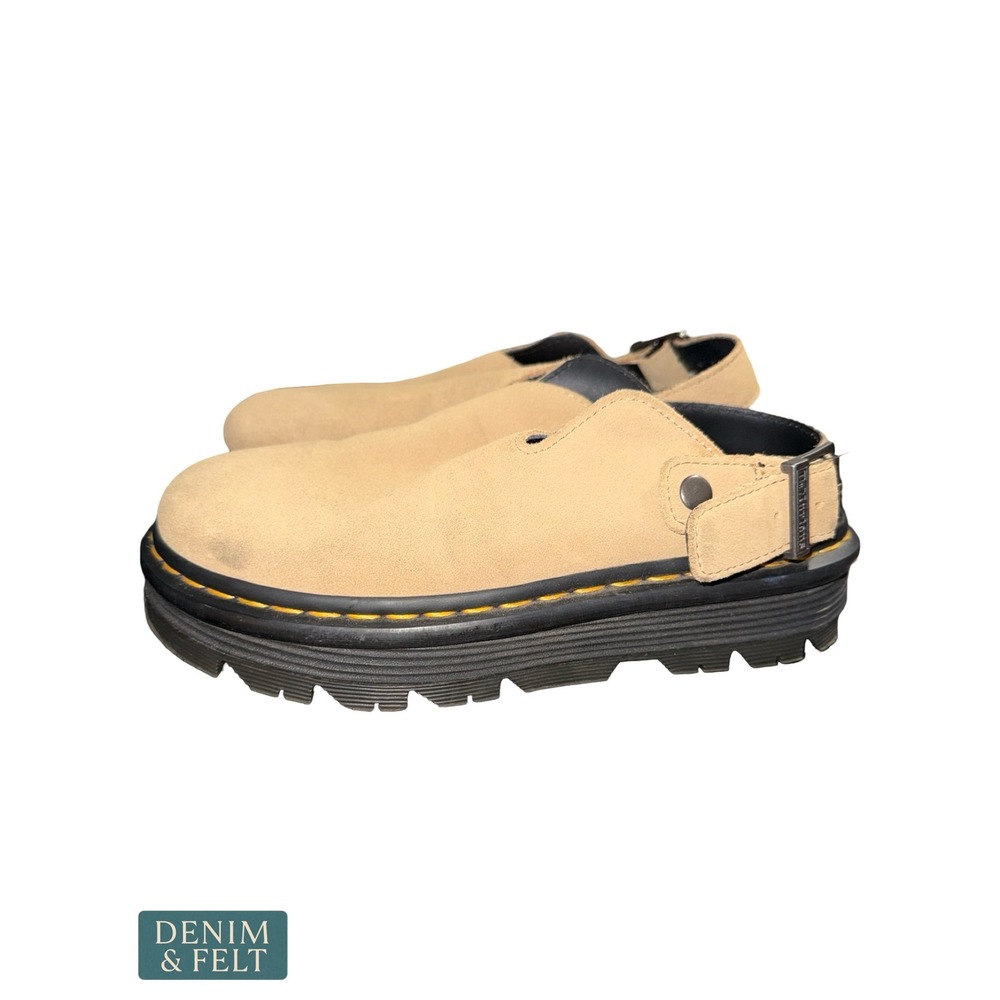 NEW Dr. Martens Zebzag Suede Slingback Platform Mules Tan Clogs Women's 7‎ - Picture 9 of 16